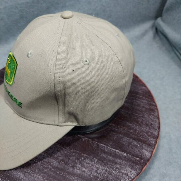 John Deere Logo Cotton Hat Tan/Khaki Adjustable Green Power Farming Embroidered - Picture 6 of 15
